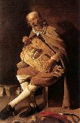 LA TOUR, Georges de The Hurdy-gurdy Player Spain oil painting artist